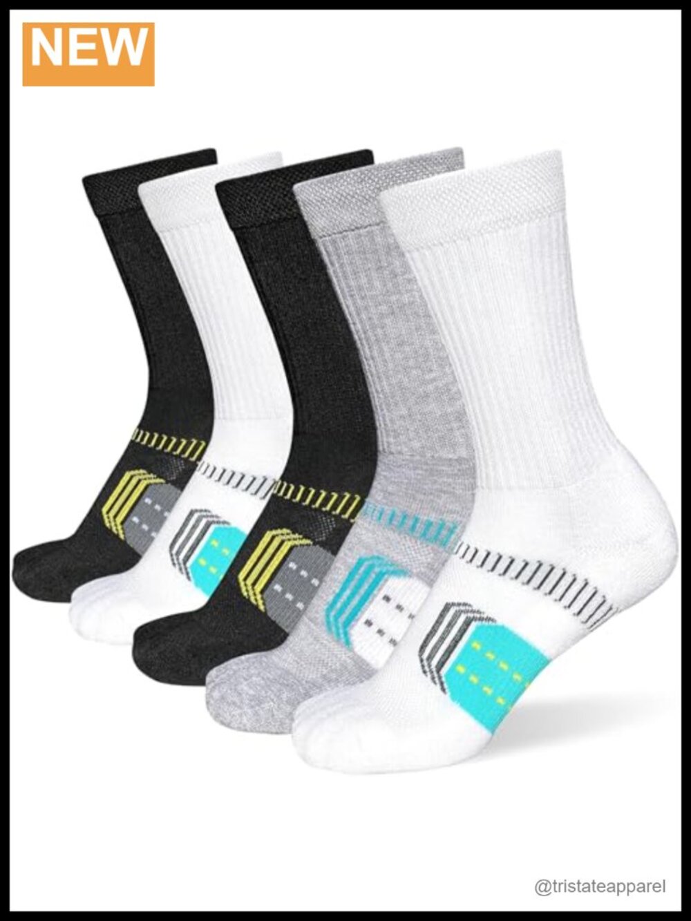 Cushioned Breathable Athletic Running Crew Socks 5 Pairs
